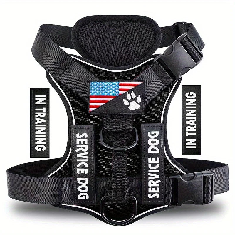 Reflective Service Dog Vest Harness with Patches