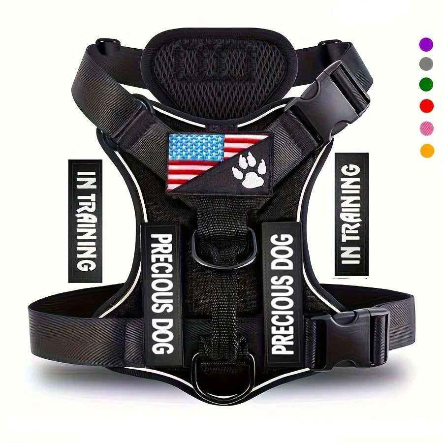 Reflective Service Dog Vest Harness with Patches