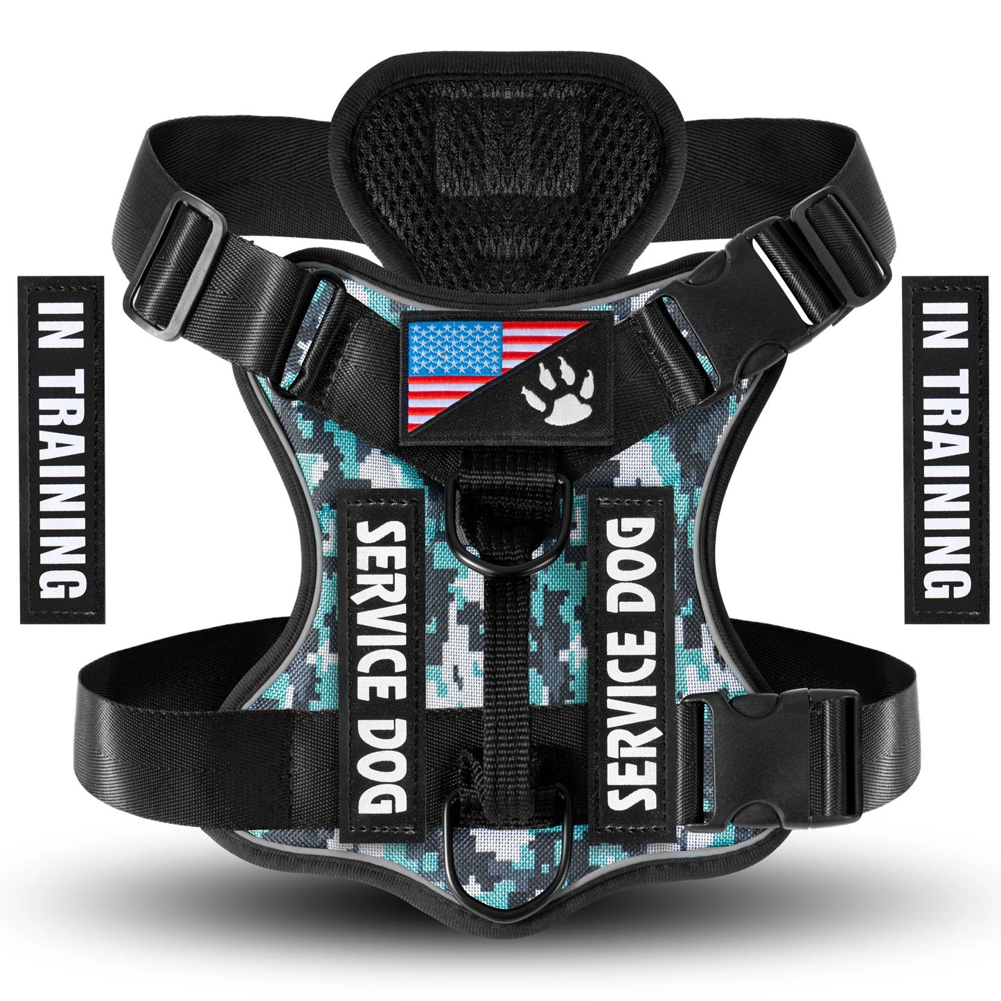 Reflective Service Dog Vest Harness with Patches