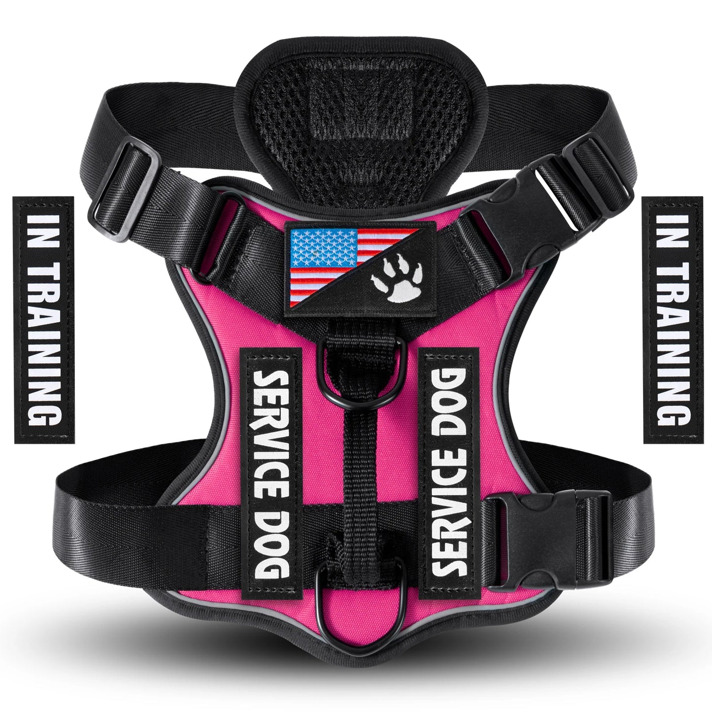 Reflective Service Dog Vest Harness with Patches