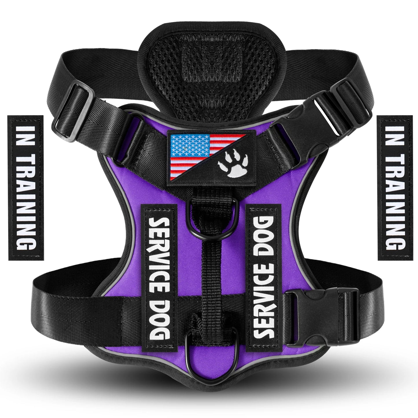 Reflective Service Dog Vest Harness with Patches