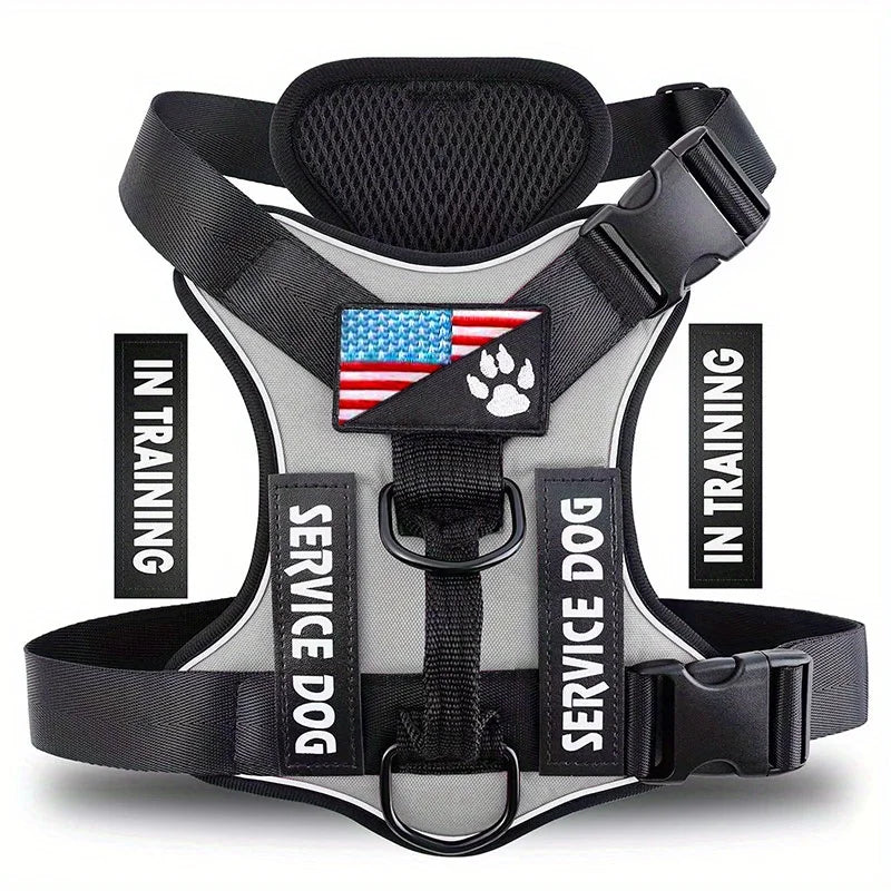 Reflective Service Dog Vest Harness with Patches