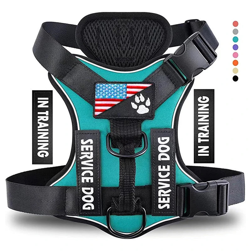 Reflective Service Dog Vest Harness with Patches