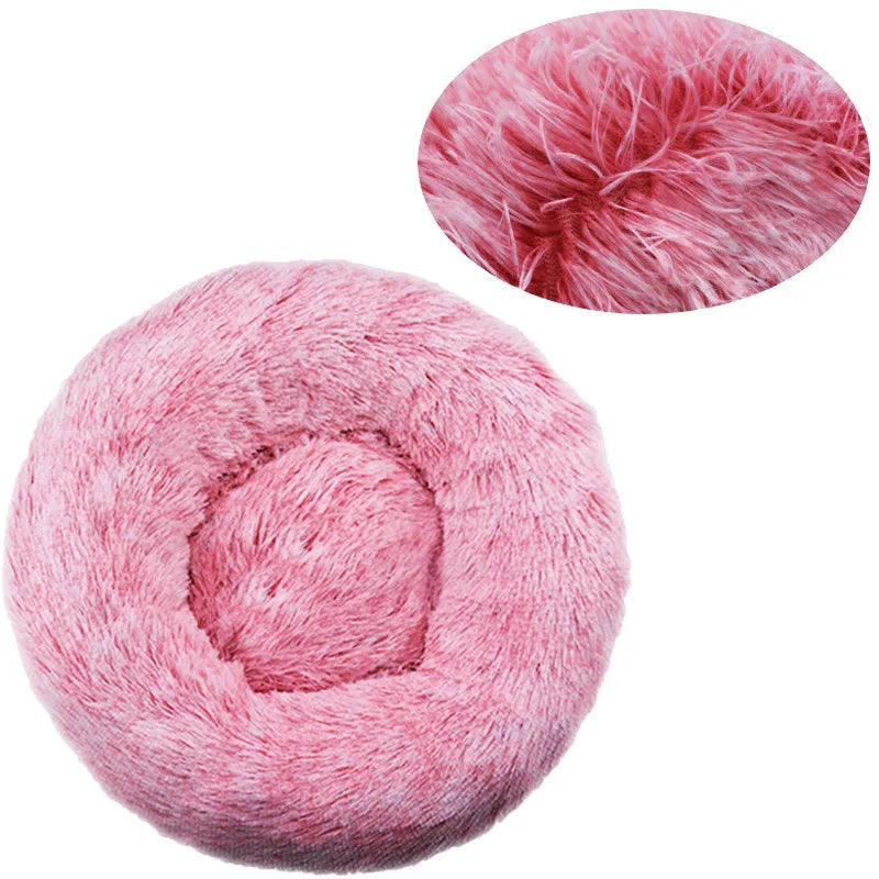 Round Plush Dog & Cat Bed – Washable Pet Sofa