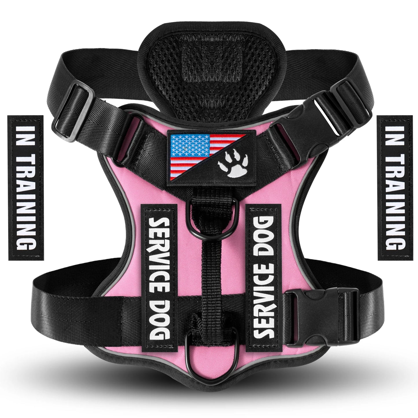 Reflective Service Dog Vest Harness with Patches