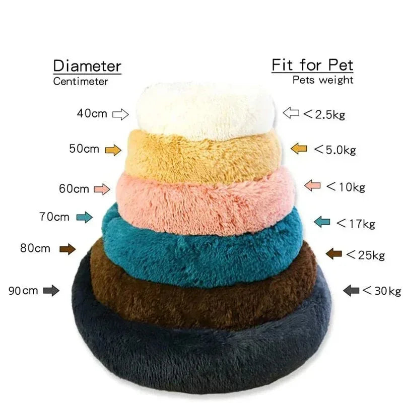 Round Plush Dog & Cat Bed – Washable Pet Sofa