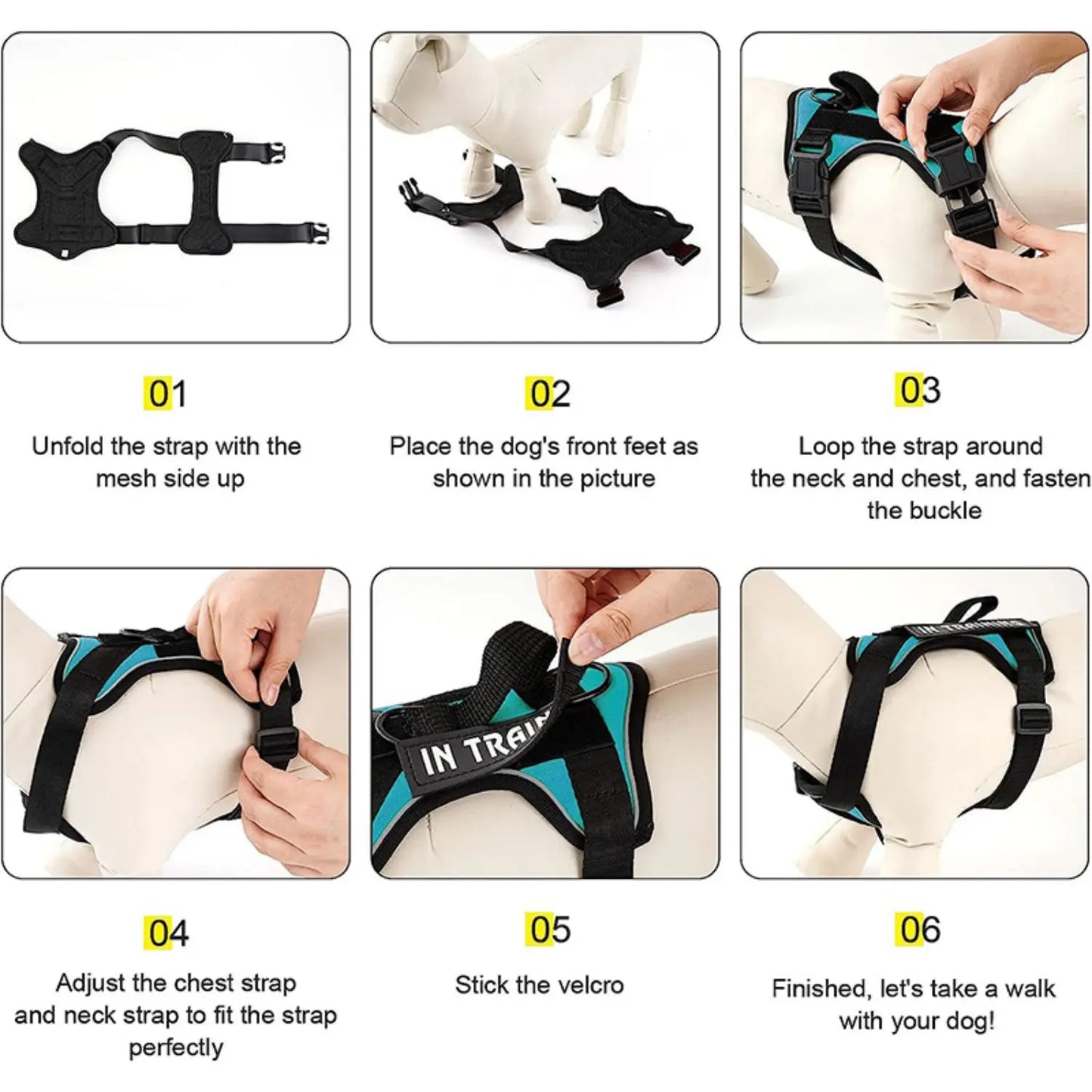Reflective Service Dog Vest Harness with Patches