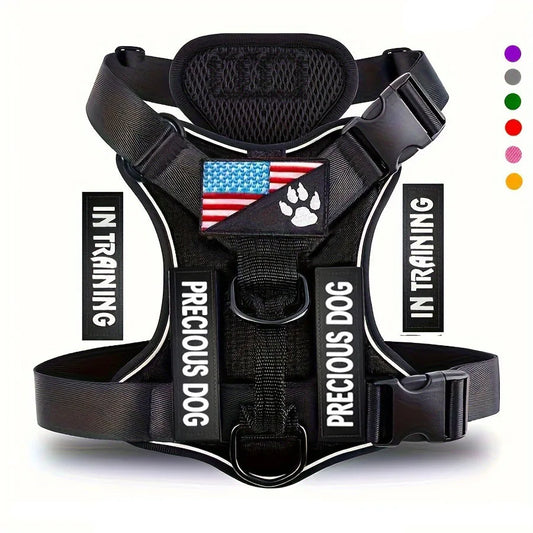 Reflective Service Dog Vest Harness with Patches