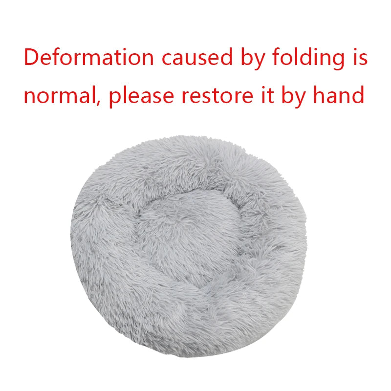 Round Plush Dog & Cat Bed – Washable Pet Sofa