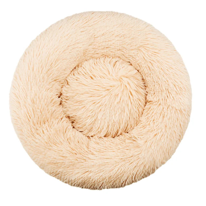 Round Plush Dog & Cat Bed – Washable Pet Sofa