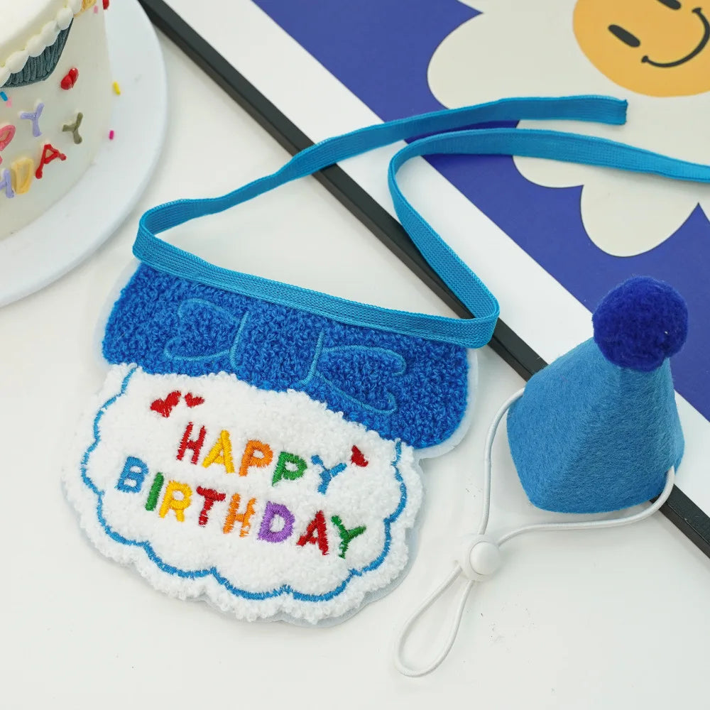 Pet Birthday Hat & Scarf Set – Adjustable Party Supplies