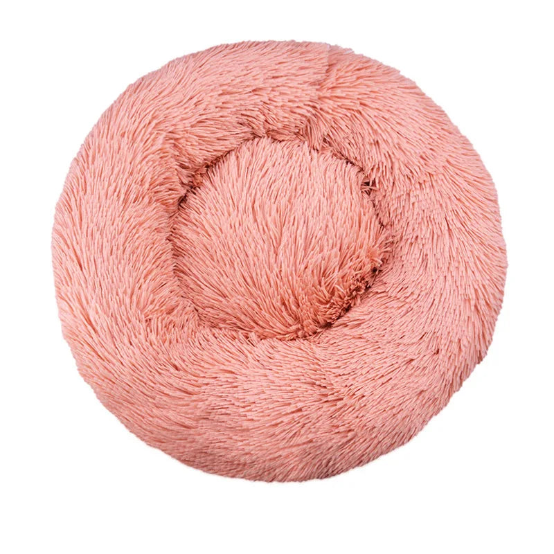 Round Plush Dog & Cat Bed – Washable Pet Sofa