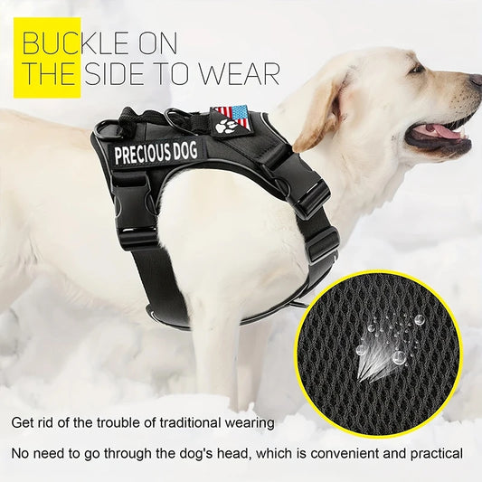 Reflective Service Dog Vest Harness with Patches