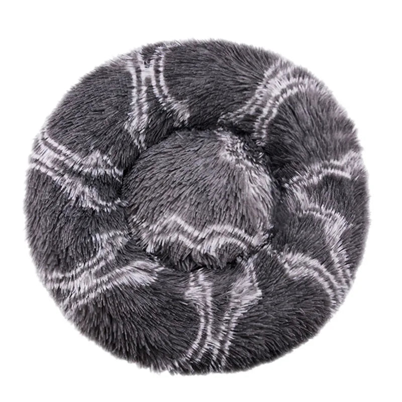 Round Plush Dog & Cat Bed – Washable Pet Sofa