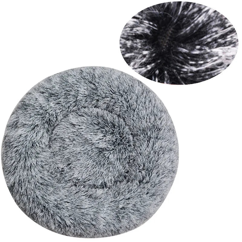 Round Plush Dog & Cat Bed – Washable Pet Sofa