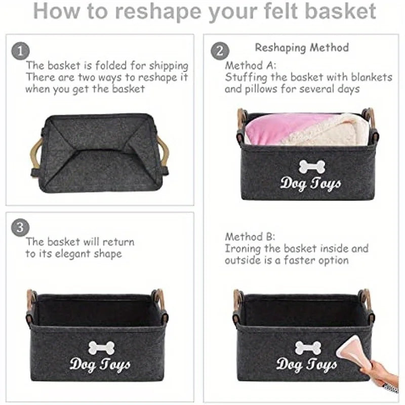 Felt Pet Storage Basket – Toys, Blankets & Leashes