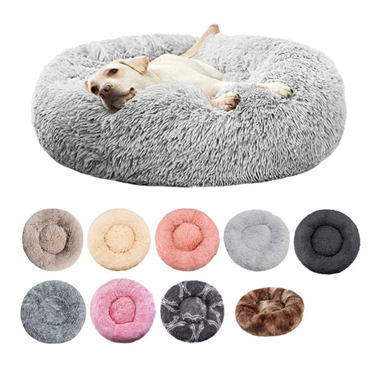 Round Plush Dog & Cat Bed – Washable Pet Sofa